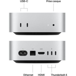 Apple - Mac mini (2024) Puce Apple M4 - RAM 16Go - Stockage 512Go SSD