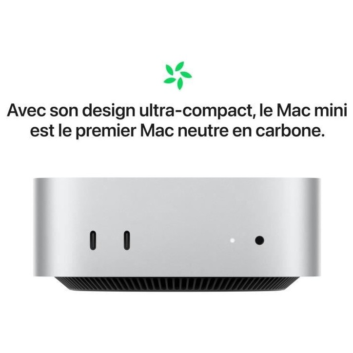 Apple - Mac mini (2024) Puce Apple M4 - RAM 16Go - Stockage 512Go SSD - CPU 10 coeurs GPU 10 coeurs - Argent Apple - Mac mini (2024) Puce Apple M4 - RAM 16Go - Stockage 512Go SSD - CPU 10 coeurs GPU 10 coeurs - Argent
