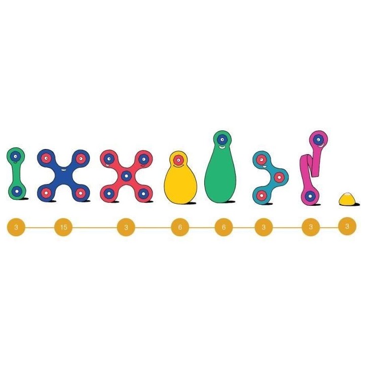 Rainbow Pack CLIXO - GIPSY TOYS - Jeu de Construction Magnétique, Flexible, Durable et Imaginatif - 42 pcs - Des 4 ans