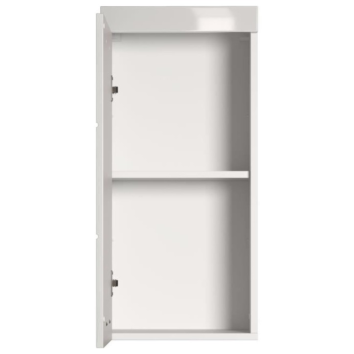 Meuble de salle de bain Rangement haut - 1 porte - Blanc - L 37 x P 23 x H 77 cm - AMANDA