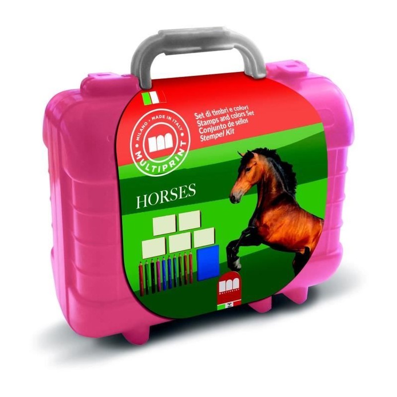 Travel Set - MULTIPRINT - 42985 - 5 tampons Les Chevaux, 10 crayons Travel Set - MULTIPRINT - 42985 - 5 tampons Les Chevaux, 10 crayons