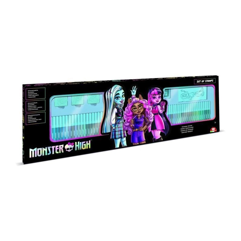 Coffret coloriage - MULTIPRINT - 18869 - 60 feutres 4 tampons Monster