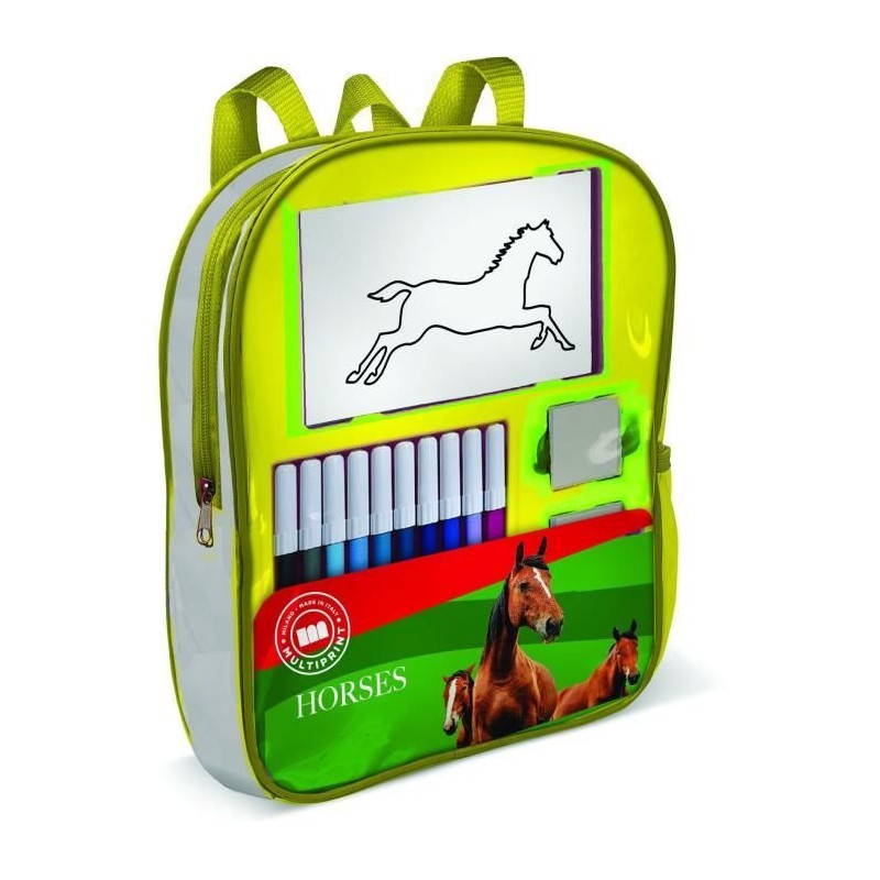 Sac a dos garni - MULTIPRINT - 24895 - 4 tampons Les Chevaux Sac a dos garni - MULTIPRINT - 24895 - 4 tampons Les Chevaux