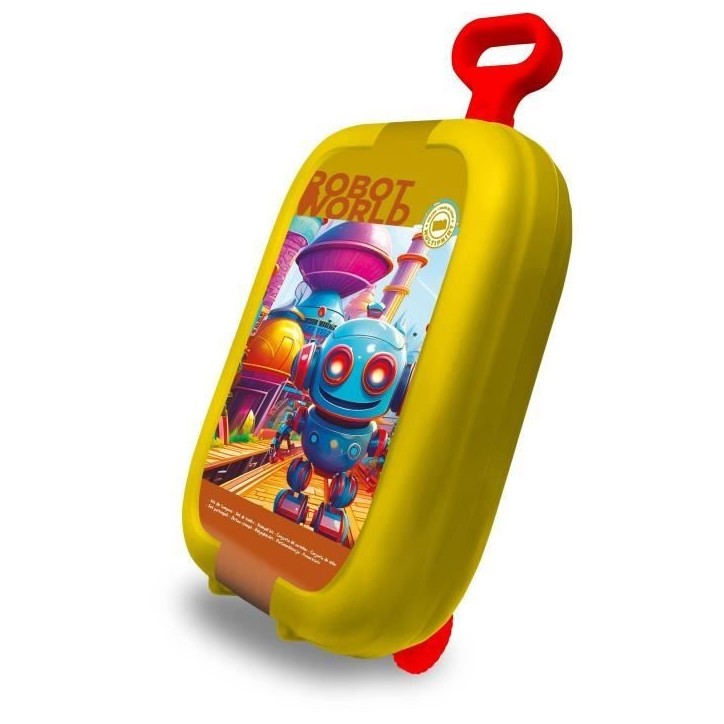 Trolley - MULTIPRINT - 64010 - 7 tampons Les Robots, 5 crayons, 18 feutres