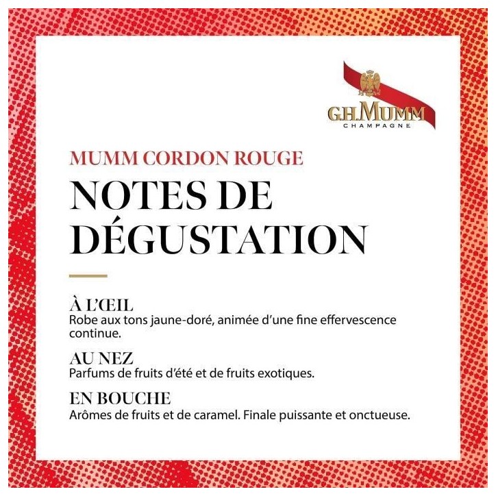 Champagne Mumm Cordon Rouge - 37,5 cl demi-bouteille Champagne Mumm Cordon Rouge - 37,5 cl demi-bouteille