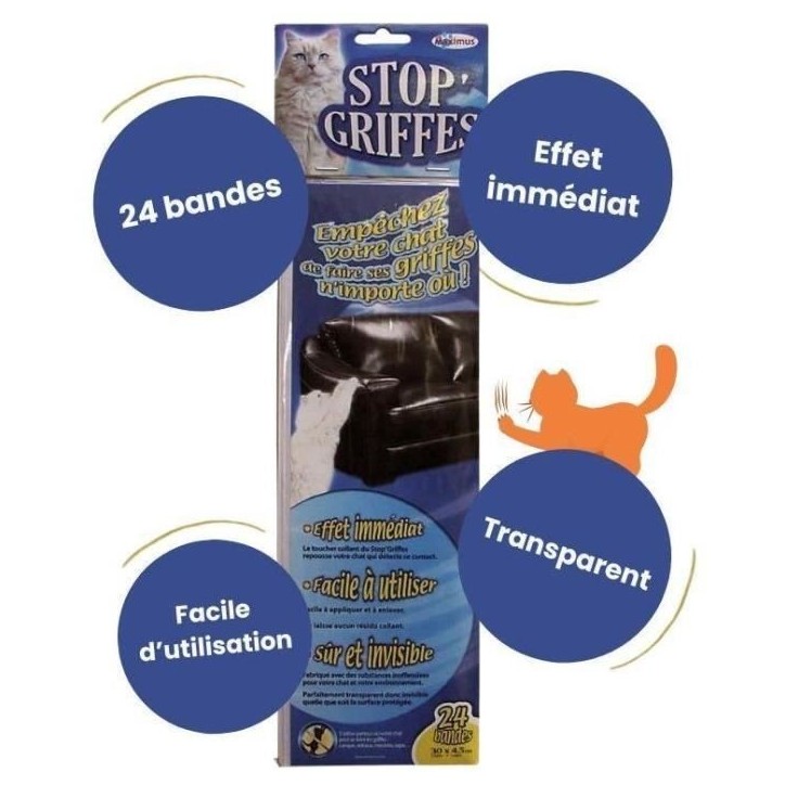 Bandes Stop'Griffes - MUZO - x24 - Transparent - Anti-griffes - Inoffensif pour les animaux