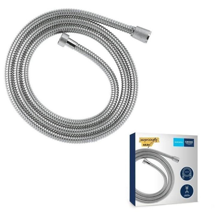 Flexible de douche - GROHE - VitalioFlex Metal - 2 m - Chromé - Résistant aux pliures