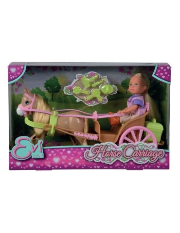 Caleche et cheval pour poupée STEFFI LOVE Evi - SILVERTORN - 12cm - Accessoires inclus