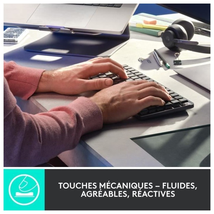 Clavier - Sans Fil - Logitech - MX Mini - AZERTY - Mécanique - Rétroéclairé - Graphite Clavier - Sans Fil - Logitech - MX Mini - AZERTY - Mécanique - Rétroéclairé - Graphite