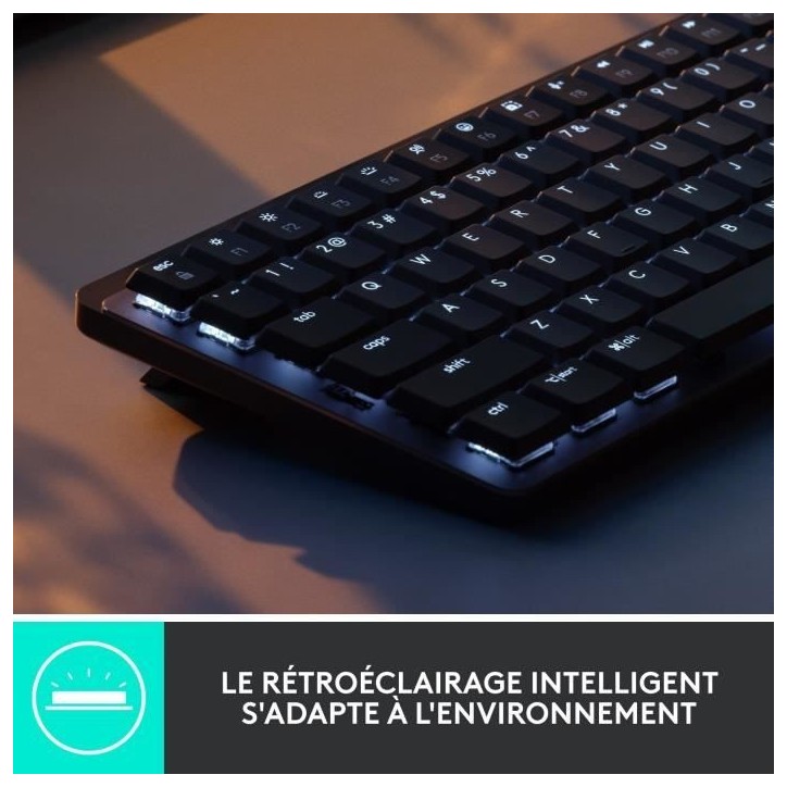 Clavier - Sans Fil - Logitech - MX Mini - AZERTY - Mécanique - Rétroéclairé - Graphite Clavier - Sans Fil - Logitech - MX Mini - AZERTY - Mécanique - Rétroéclairé - Graphite