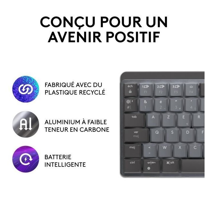 Clavier - Sans Fil - Logitech - MX Mini - AZERTY - Mécanique - Rétroéclairé - Graphite Clavier - Sans Fil - Logitech - MX Mini - AZERTY - Mécanique - Rétroéclairé - Graphite