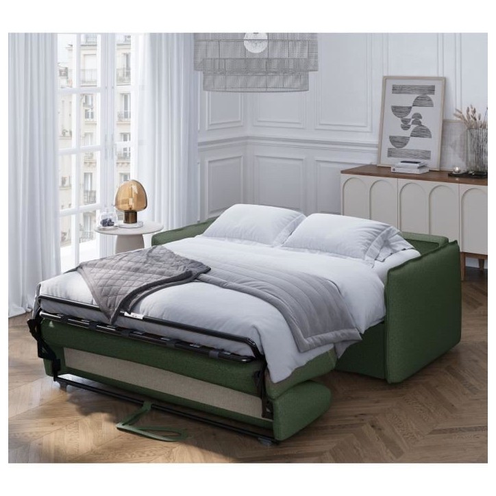 Canapé convertible express - 3 places - MYKONOS - Tissu Vert - 185 x 104 x 90 cm - MONDO Canapé convertible express - 3 places - MYKONOS - Tissu Vert - 185 x 104 x 90 cm - MONDO