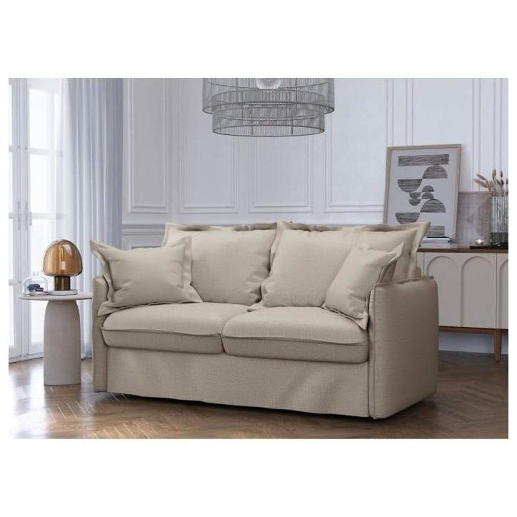 Canapé convertible express - 3 places - MYKONOS - Tissu beige - 185 x 104 x 90 cm - MONDO Canapé convertible express - 3 places - MYKONOS - Tissu beige - 185 x 104 x 90 cm - MONDO