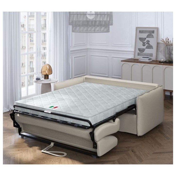 Canapé convertible express - 3 places - MYKONOS - Tissu beige - 185 x 104 x 90 cm - MONDO Canapé convertible express - 3 places - MYKONOS - Tissu beige - 185 x 104 x 90 cm - MONDO