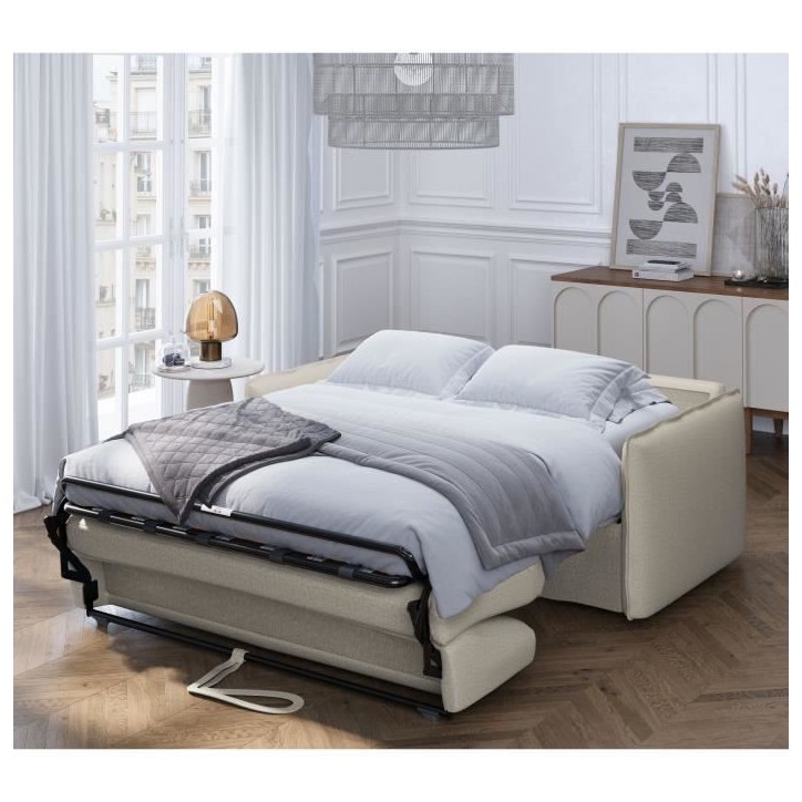 Canapé convertible express - 3 places - MYKONOS - Tissu beige - 185 x 104 x 90 cm - MONDO Canapé convertible express - 3 places - MYKONOS - Tissu beige - 185 x 104 x 90 cm - MONDO