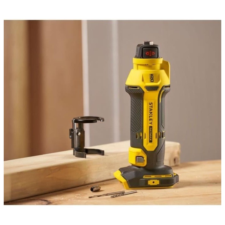 Fraiseuse pour plaques de plâtre sans fil - Stanley Fatmax - SFMCE200B-XJ - 18V - 26000 trs/min - LED - Forets inclus Fraiseuse pour plaques de plâtre sans fil - Stanley Fatmax - SFMCE200B-XJ - 18V - 26000 trs/min - LED - Forets inclus