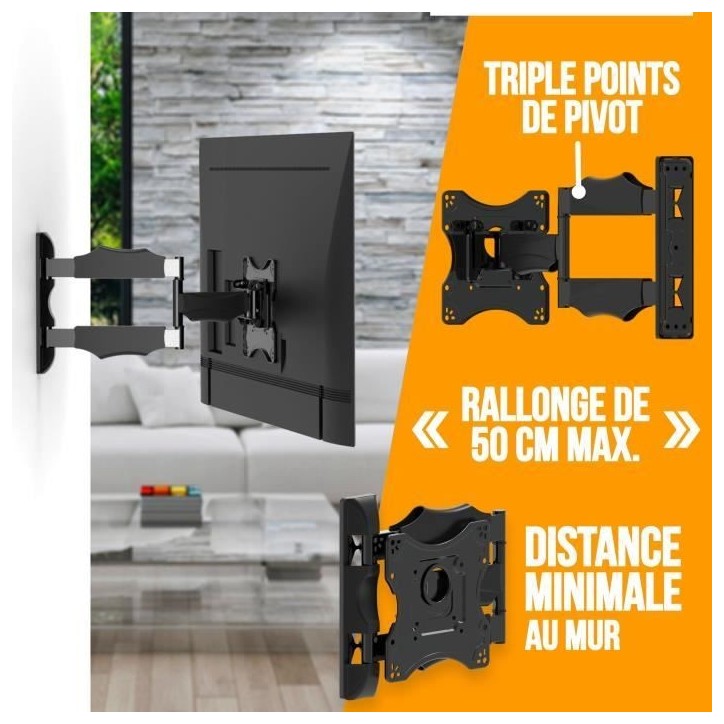 NANOOK Support Mural orientable et inclinable pour téléviseurs 19-43 Pouces - Support Mural pour téléviseurs LCD, LED, QLED NANOOK Support Mural orientable et inclinable pour téléviseurs 19-43 Pouces - Support Mural pour téléviseurs LCD, LED, QLED