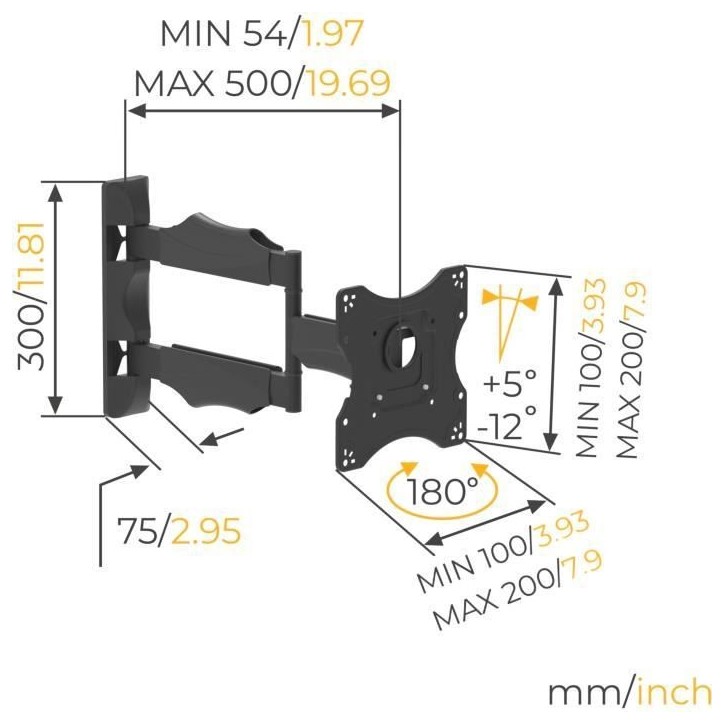 NANOOK Support Mural orientable et inclinable pour téléviseurs 19-43 Pouces - Support Mural pour téléviseurs LCD, LED, QLED NANOOK Support Mural orientable et inclinable pour téléviseurs 19-43 Pouces - Support Mural pour téléviseurs LCD, LED, QLED