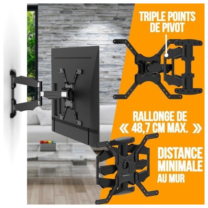 NANOOK Support Mural orientable pour téléviseurs 40-65 Pouces - Inclinable - Support Mural pour téléviseurs LCD, LED, QLED e NANOOK Support Mural orientable pour téléviseurs 40-65 Pouces - Inclinable - Support Mural pour téléviseurs LCD, LED, QLED e