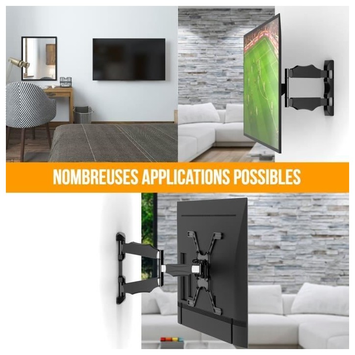 NANOOK Support Mural orientable pour téléviseurs 40-65 Pouces - Inclinable - Support Mural pour téléviseurs LCD, LED, QLED e NANOOK Support Mural orientable pour téléviseurs 40-65 Pouces - Inclinable - Support Mural pour téléviseurs LCD, LED, QLED e