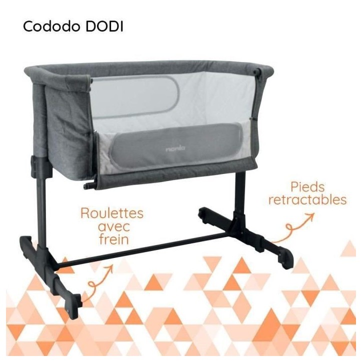 Lit bébé cododo NANIA DODI - Lit d'appoint 2 en 1 - Ultra confort matelas 4cm d'épaisseur - L 80 x l 42 cm
