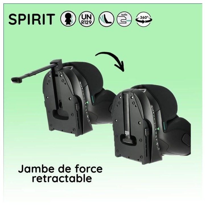 NANIA Siege auto isofix SPIRIT, Groupe 0/1/2/3, de 0 a 10 ans, 0-36 kg, 40-150 cm, R 129– Tetiere réglable - Inclinable - Piv NANIA Siege auto isofix SPIRIT, Groupe 0/1/2/3, de 0 a 10 ans, 0-36 kg, 40-150 cm, R 129– Tetiere réglable - Inclinable - Piv