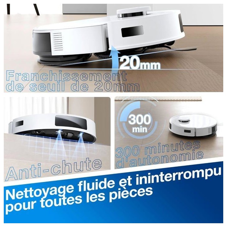 Aspirateur Robot Laveur ECOVACS DEEBOT N20 PLUS, Technologie PureCyclone avec conteneur a poussiere sans consommable, 8000Pa Aspirateur Robot Laveur ECOVACS DEEBOT N20 PLUS, Technologie PureCyclone avec conteneur a poussiere sans consommable, 8000Pa