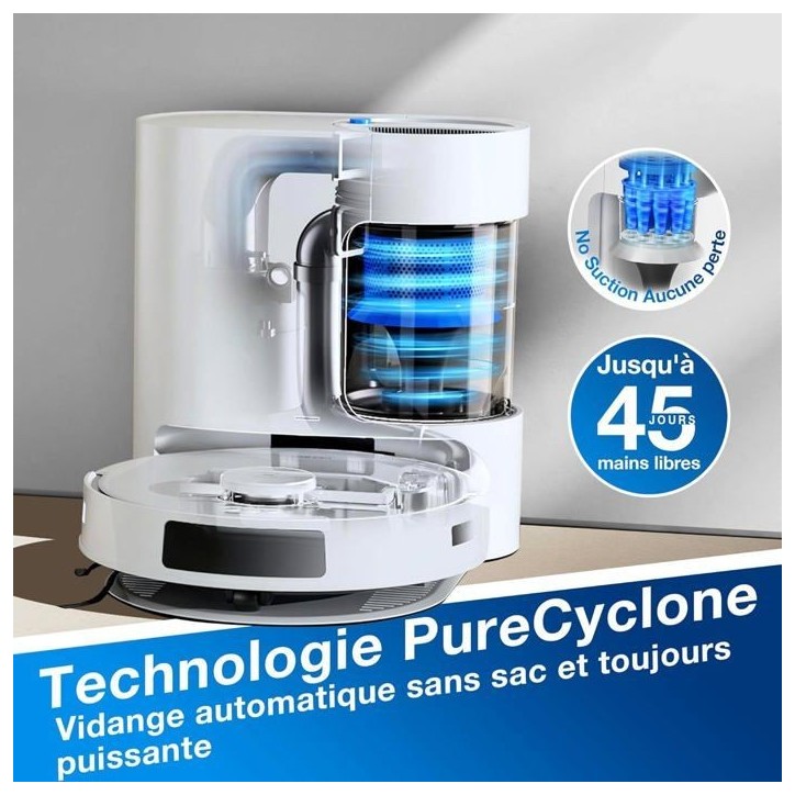Aspirateur Robot Laveur ECOVACS DEEBOT N20 PLUS, Technologie PureCyclone avec conteneur a poussiere sans consommable, 8000Pa Aspirateur Robot Laveur ECOVACS DEEBOT N20 PLUS, Technologie PureCyclone avec conteneur a poussiere sans consommable, 8000Pa