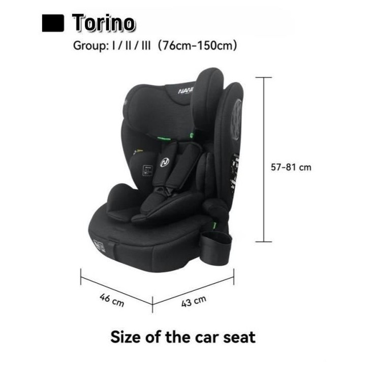Siege auto ceinturé - NANIA - TORINO - Groupe 1/2/3 - I-size - Avec réducteur - Noir Siege auto ceinturé - NANIA - TORINO - Groupe 1/2/3 - I-size - Avec réducteur - Noir