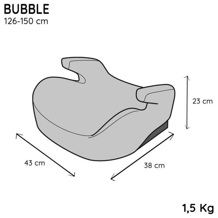 Siege auto réhausseur - NANIA - Bubble - Groupe 3 - 126-150 cm - I-Size - Ceinturé - Noir Siege auto réhausseur - NANIA - Bubble - Groupe 3 - 126-150 cm - I-Size - Ceinturé - Noir