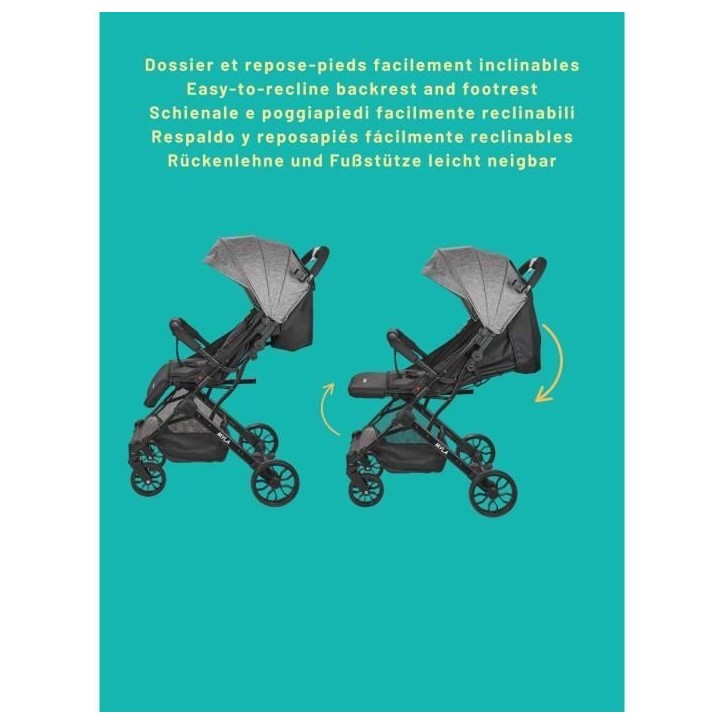 NANIA - Poussette compacte - MYLA - 4 roues - Noir NANIA - Poussette compacte - MYLA - 4 roues - Noir