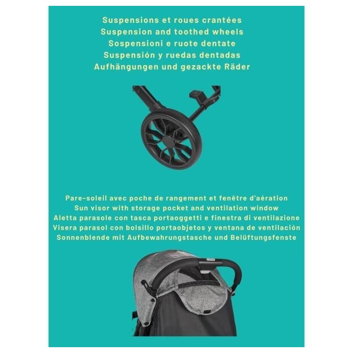NANIA - Poussette compacte - MYLA - 4 roues - Noir NANIA - Poussette compacte - MYLA - 4 roues - Noir