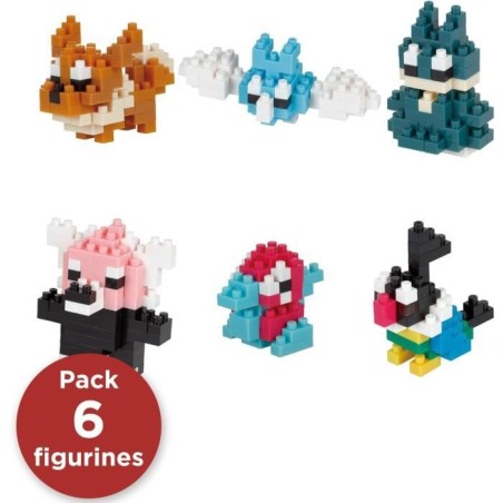 Coffret de 6 figurines en briques - BANDAI - NANOBLOCK - Pack Pokémon type Normal