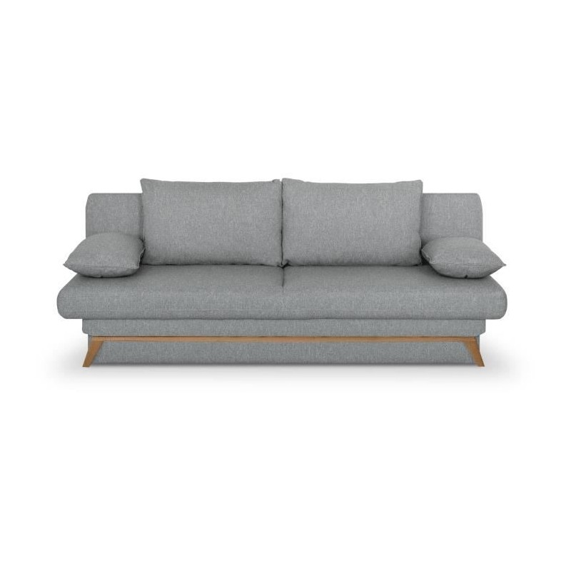 Banquette convertible - 3 places - NAOTO - Tissu gris clair - Coffre d Banquette convertible - 3 places - NAOTO - Tissu gris clair - Coffre d