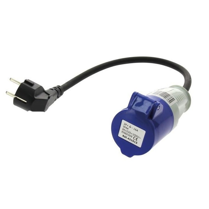 Adaptateur - Prise femelle CEE P17 / prise mâle Schuko - 16 A - 28 cm - 220 V Adaptateur - Prise femelle CEE P17 / prise mâle Schuko - 16 A - 28 cm - 220 V