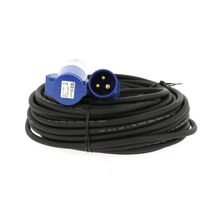 Rallonge secteur - EZA - 25m - Section de câble 1,5 mm² - 220 V - 16 A - CEE17 - Avec sac de transport
