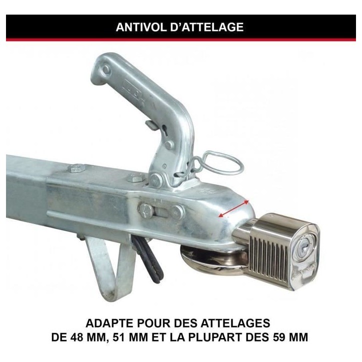 Antivol d'attelage universel - MASTER LOCK - 377EURDAT - Serrure a clé pour les Tetes d'Attelage Antivol d'attelage universel - MASTER LOCK - 377EURDAT - Serrure a clé pour les Tetes d'Attelage