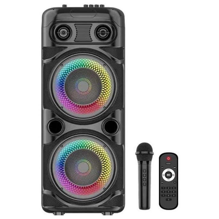 Enceinte Karaoké lumineuse - INOVALLEY - KA123-XXL - Bluetooth V5.0 - 75 cm - 900 W - Noir