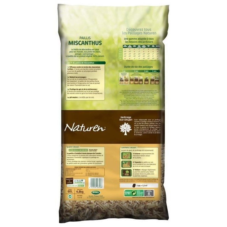 NATUREN Paillis de Miscanthus 60L NATUREN Paillis de Miscanthus 60L