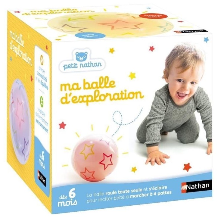 Jouet - NATHAN - Balle d'exploration - Motricité pour bébés, change de couleur et direction Jouet - NATHAN - Balle d'exploration - Motricité pour bébés, change de couleur et direction