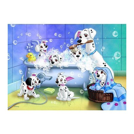 Puzzle 60 p - NATHAN - Les 101 Dalmatiens - Blanc - Disney - Scene de