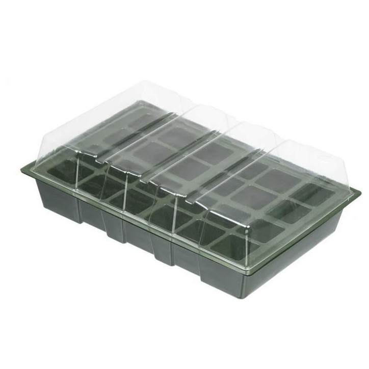Mini serre de culture - NATURE - Lot de 4 terrines en plastique souple - Plateaux 24 alvéoles - H11x35x23,5 cm Mini serre de culture - NATURE - Lot de 4 terrines en plastique souple - Plateaux 24 alvéoles - H11x35x23,5 cm