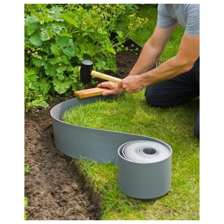 Bordure de jardin en polypropylene NATURE - Epaisseur 3 mm - H 15 cm x 10 m - Gris Bordure de jardin en polypropylene NATURE - Epaisseur 3 mm - H 15 cm x 10 m - Gris