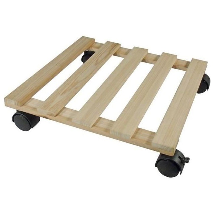NATURE Tablette a roulettes pour plantes - Sapin - H7,4 x 35 x 35 cm
