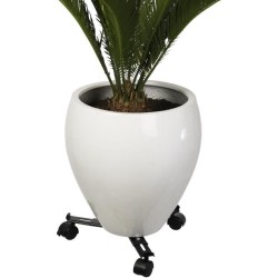 Support de pot roulant extensible - NATURE - En métal époxy noir mat