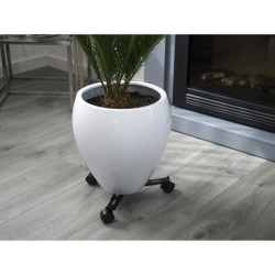 Support de pot roulant extensible - NATURE - En métal époxy noir mat