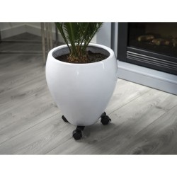 Support de pot roulant extensible - NATURE - En métal époxy noir mat