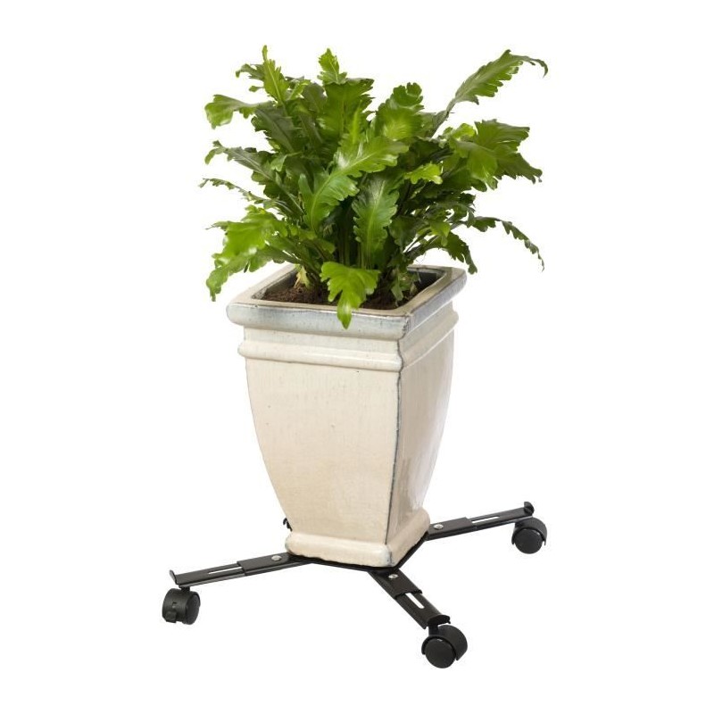 Support de pot roulant extensible - NATURE - En métal époxy noir mat Support de pot roulant extensible - NATURE - En métal époxy noir mat