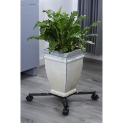 Support de pot roulant extensible - NATURE - En métal époxy noir mat