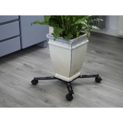 Support de pot roulant extensible - NATURE - En métal époxy noir mat